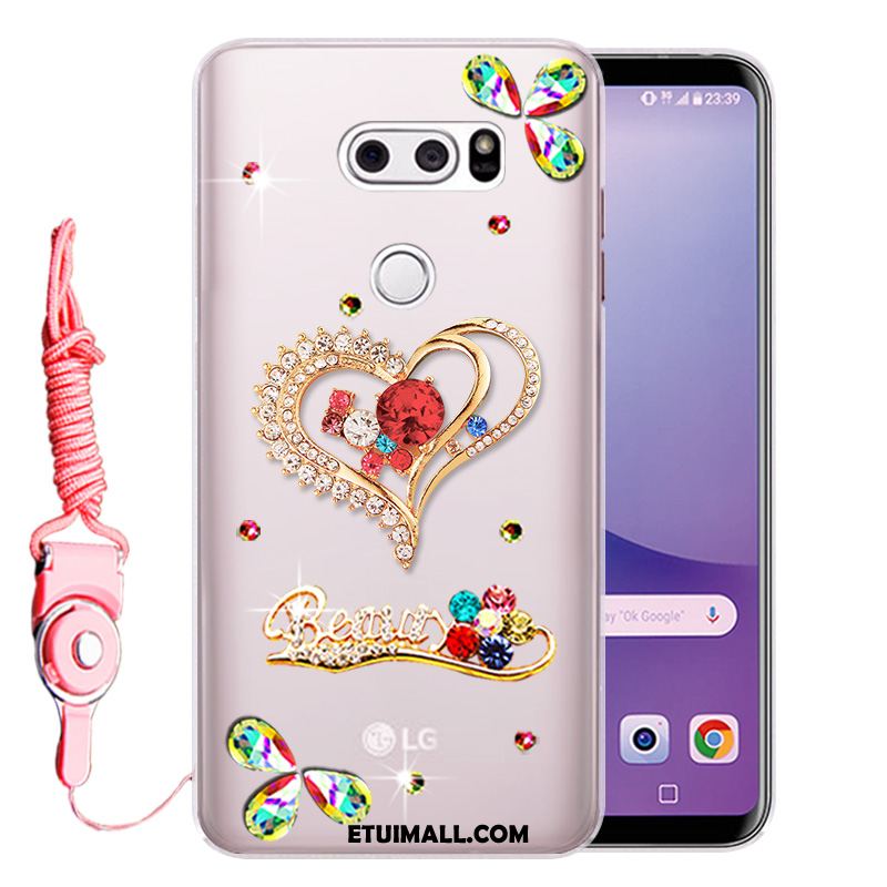 Etui Lg V30 Gorąco Silikonowe Rhinestone Anti-fall Złoto Futerał Sprzedam