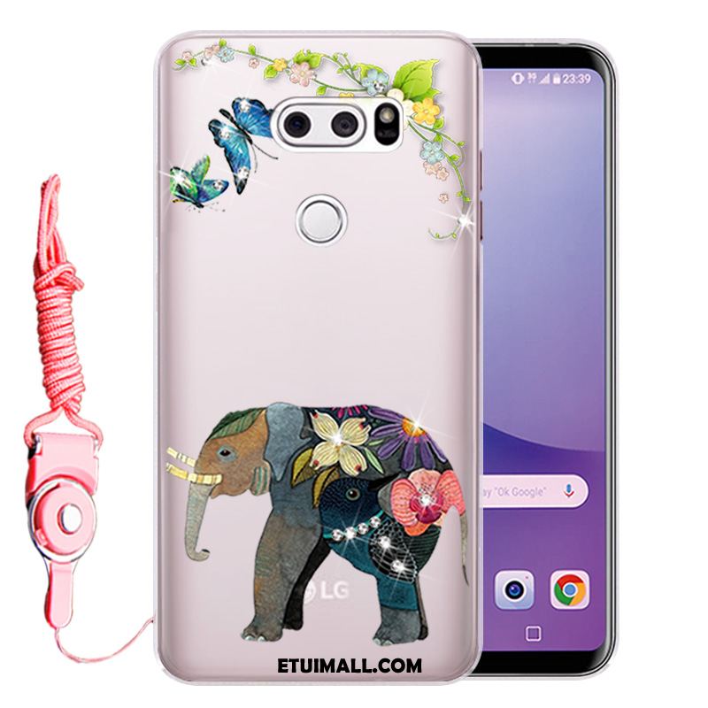 Etui Lg V30 Gorąco Silikonowe Rhinestone Anti-fall Złoto Futerał Sprzedam