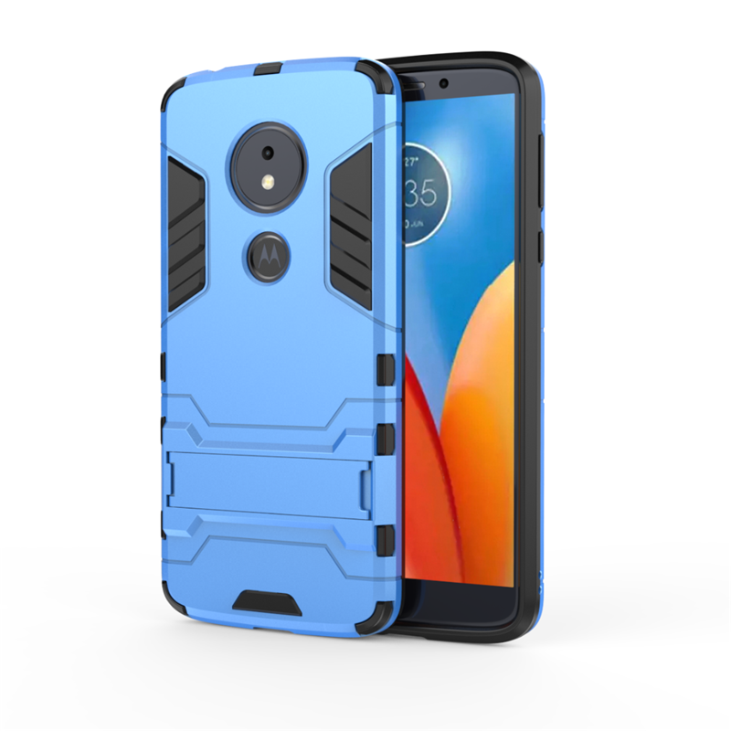 Etui Moto E5 Pancerz Ochraniacz Trzy Mechanizmy Obronne Niebieski Marina Futerał Online