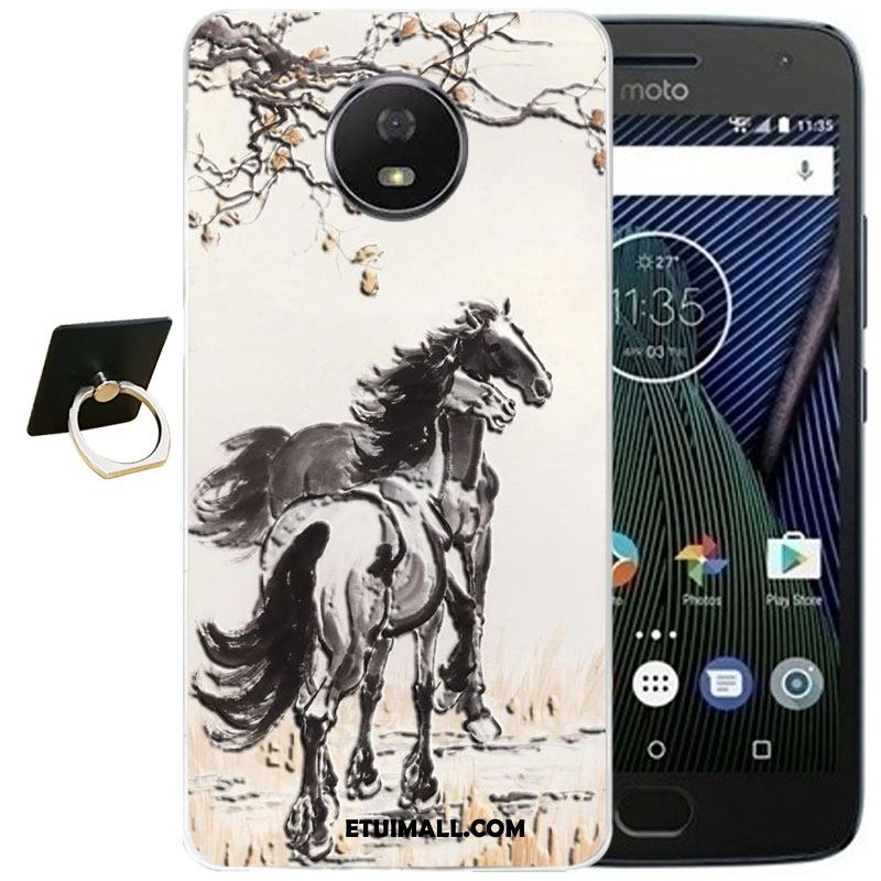 Etui Moto G5s Plus Niebieski Relief Ochraniacz Przezroczysty All Inclusive Futerał Tanie