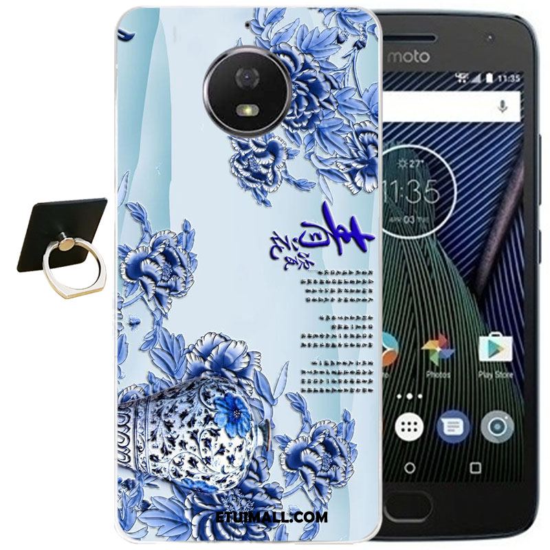 Etui Moto G5s Plus Niebieski Relief Ochraniacz Przezroczysty All Inclusive Futerał Tanie
