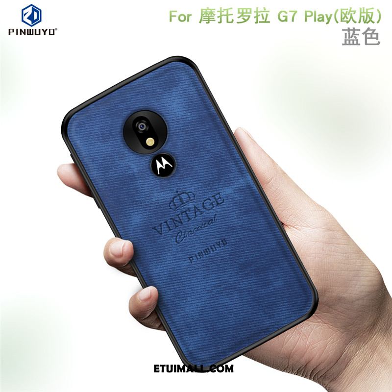 Etui Moto G7 Play Niebieski Europa Płótno Ochraniacz Telefon Komórkowy Pokrowce Sklep