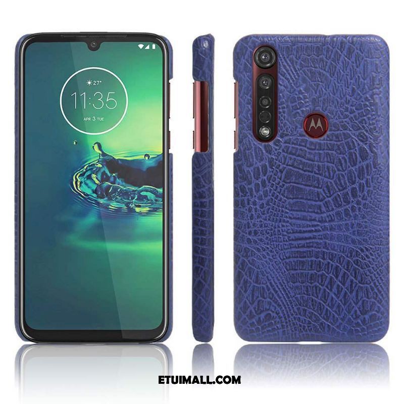 Etui Moto G8 Plus Jakość Lekkie Skóra Czarny Nubuku Obudowa Dyskont