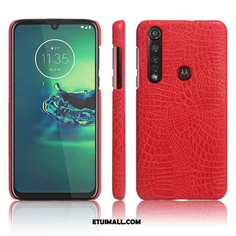 Etui Moto G8 Plus Jakość Lekkie Skóra Czarny Nubuku Obudowa Dyskont