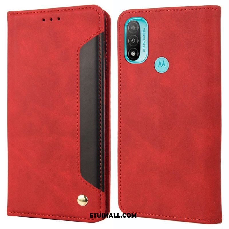 Etui Na Telefon do Moto E40 / E30 / E20 Etui Folio Dwukolorowy Biznesowy Efekt Skóry