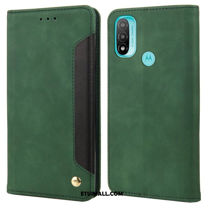 Etui Na Telefon do Moto E40 / E30 / E20 Etui Folio Dwukolorowy Biznesowy Efekt Skóry