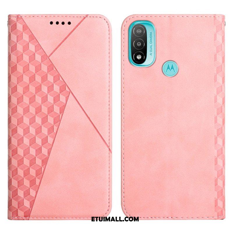 Etui Na Telefon do Moto E40 / E30 / E20 Etui Folio Efekt Geo Skóry