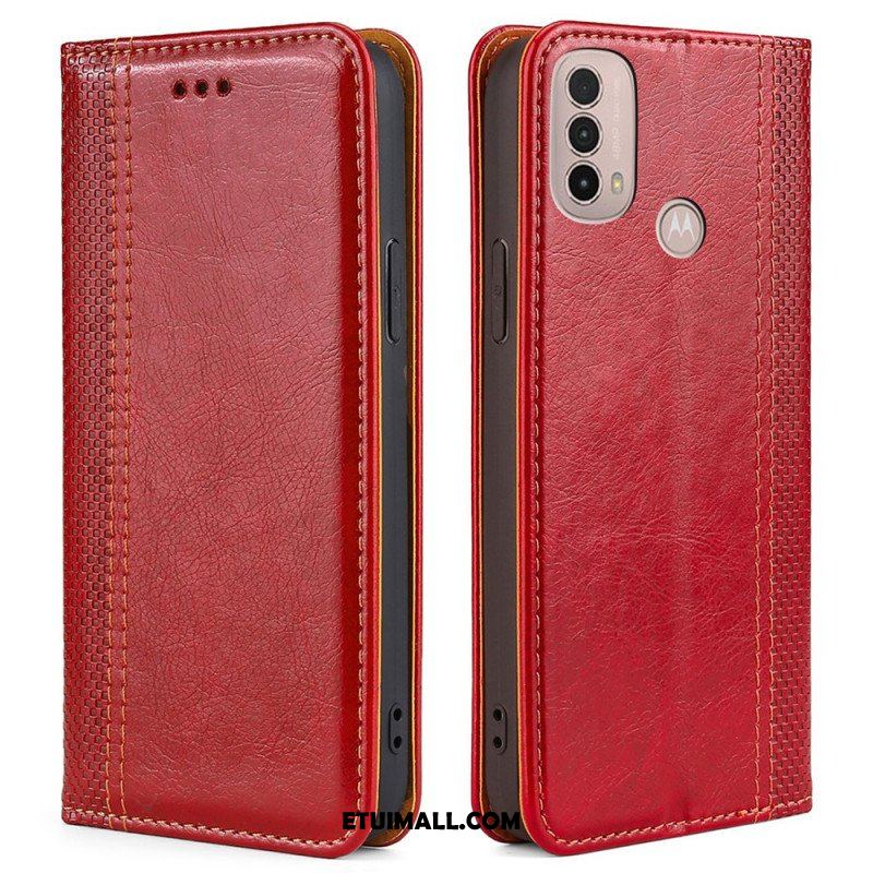 Etui Na Telefon do Moto E40 / E30 / E20 Etui Folio Przeszycia Ze Skóry Liczi