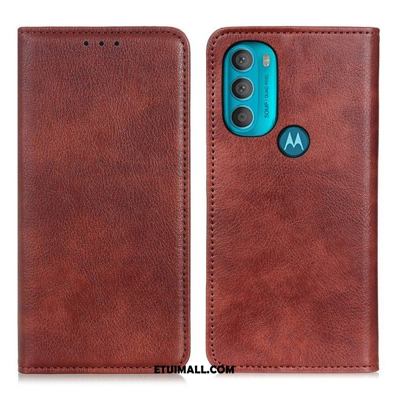 Etui Na Telefon do Moto G71 5G Etui Folio Teksturowana Dwoina Skóry