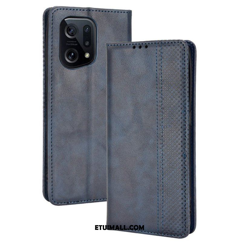 Etui Na Telefon do Oppo Find X5 Etui Folio Stylizowany Efekt Skóry W Stylu Vintage