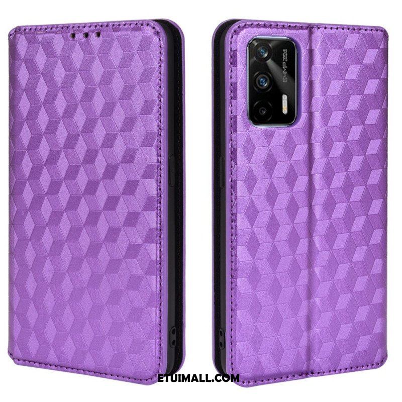 Etui Na Telefon do Realme GT 5G Etui Folio Efekt Diamentowej Skóry