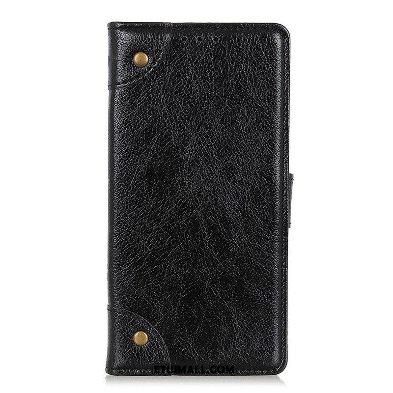 Etui Na Telefon do Samsung Galaxy A42 5G Etui Folio Nity Z Dzielonej Skóry Nappa