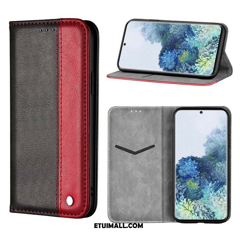 Etui Na Telefon do Samsung Galaxy S21 5G Etui Folio Dwukolorowy Efekt Skóry