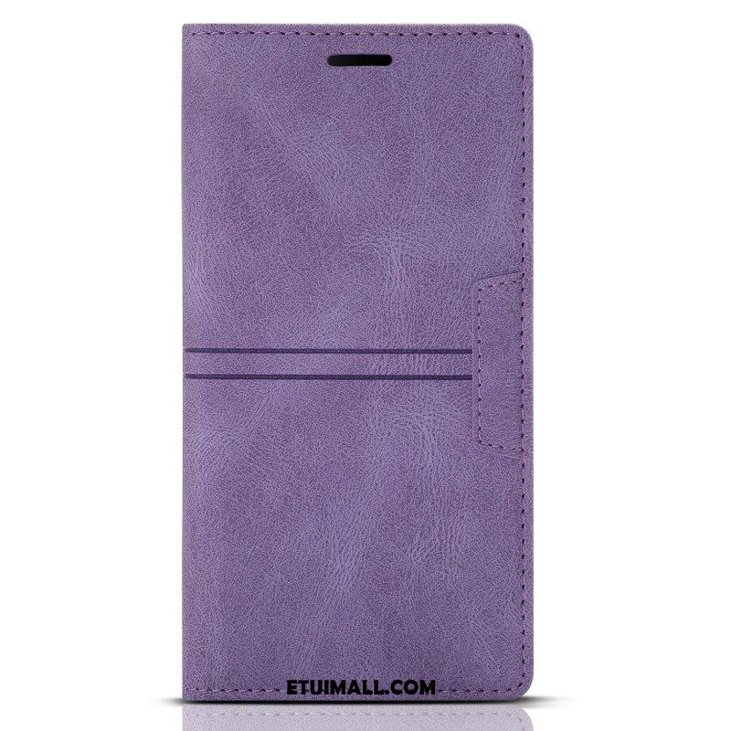 Etui Na Telefon do Samsung Galaxy S22 5G Etui Folio Stylowe Skórzane Przeszycia Magnetyczne Zapięcie