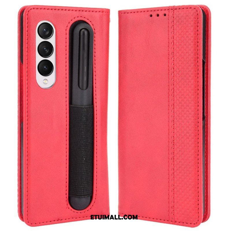 Etui Na Telefon do Samsung Galaxy Z Fold 4 Etui Folio Przechowywanie Długopisów W Stylu Retro