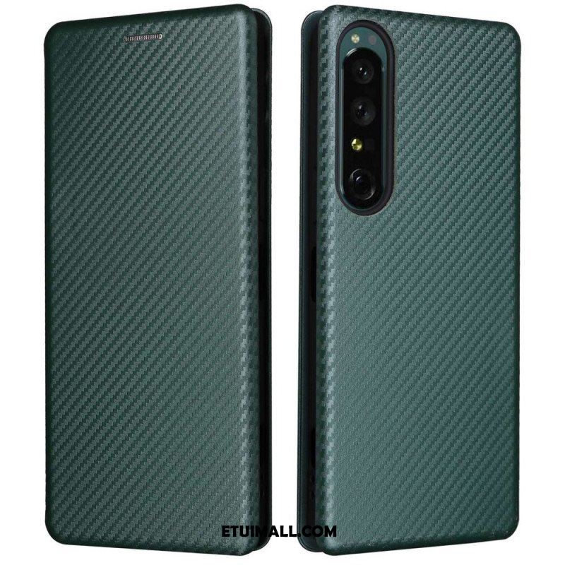 Etui Na Telefon do Sony Xperia 1 IV Etui Folio Tekstura Włókna Węglowego