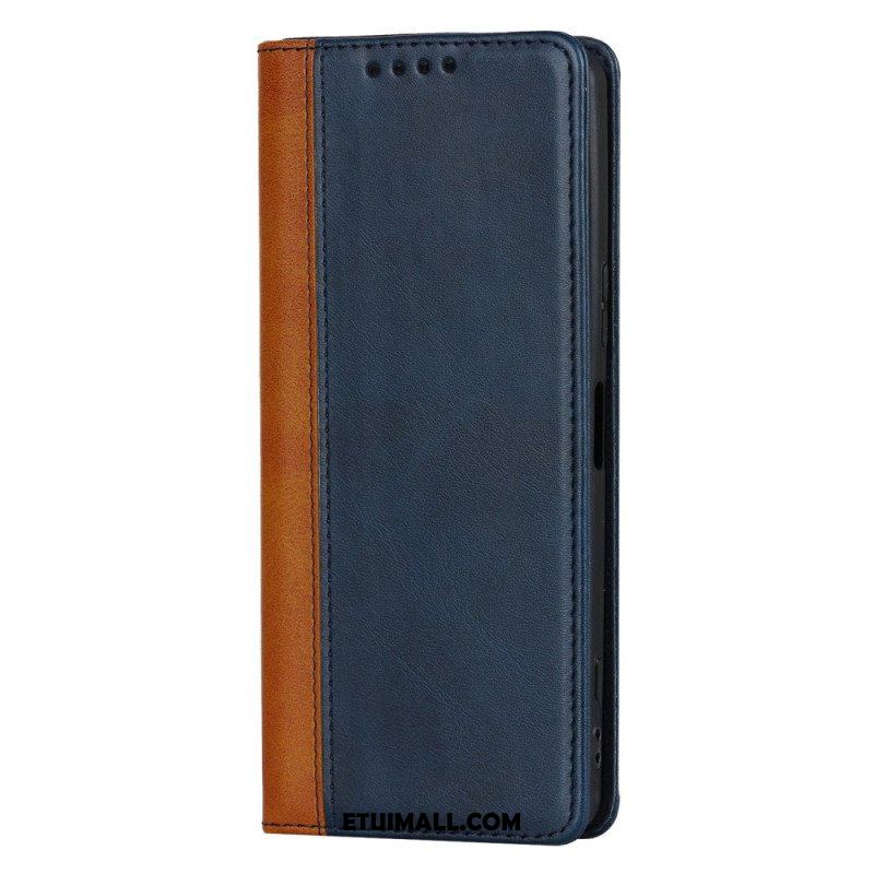 Etui Na Telefon do Sony Xperia 5 IV Etui Folio Dwukolorowy Efekt Skóry