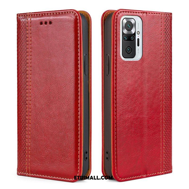 Etui Na Telefon do Xiaomi Redmi Note 10 Pro Etui Folio Przeszycia Ze Skóry Liczi