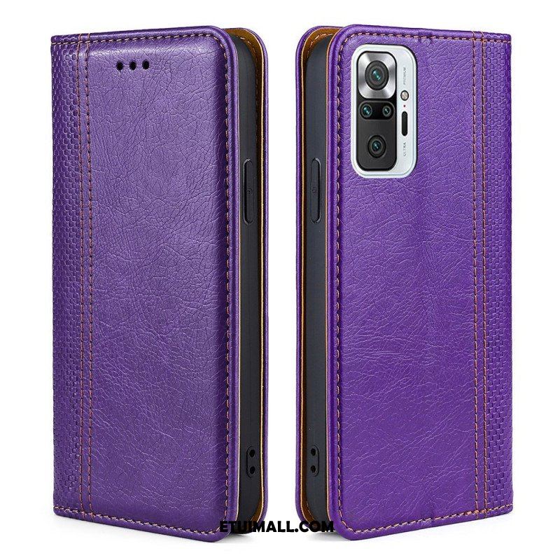 Etui Na Telefon do Xiaomi Redmi Note 10 Pro Etui Folio Przeszycia Ze Skóry Liczi