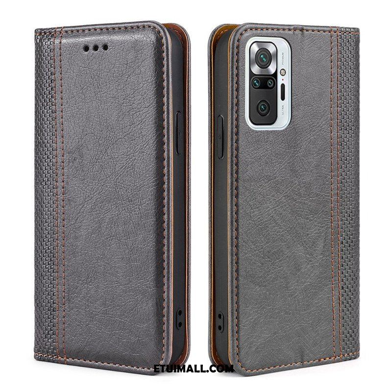 Etui Na Telefon do Xiaomi Redmi Note 10 Pro Etui Folio Przeszycia Ze Skóry Liczi