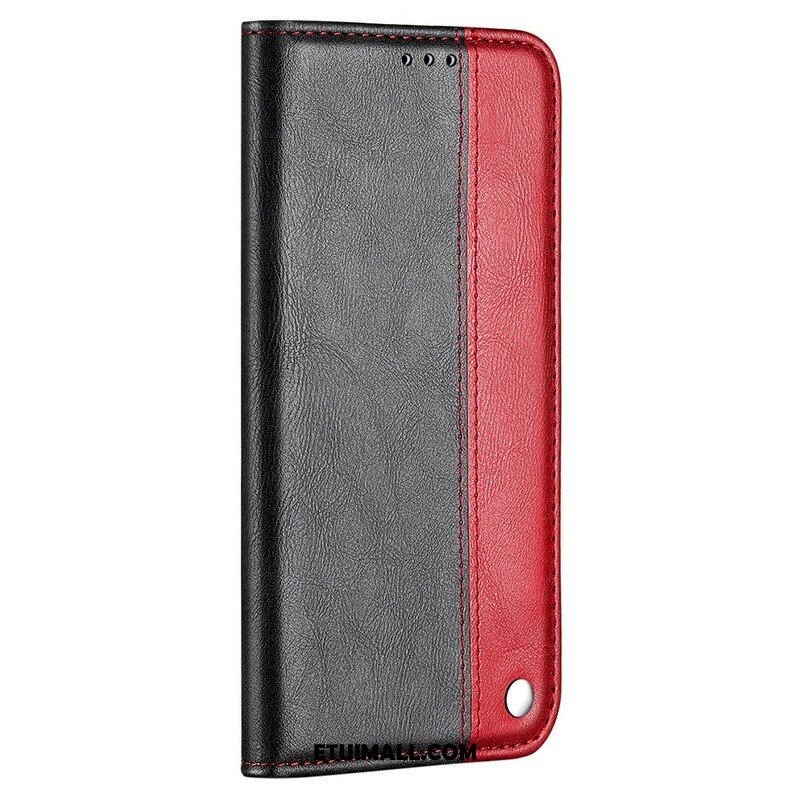 Etui Na Telefon do iPhone 13 Mini Etui Folio Dwukolorowy Efekt Skóry