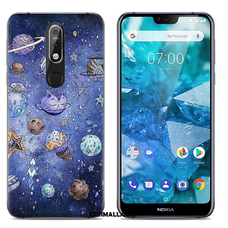 Etui Nokia 7.1 Proste Ciemno Niebieski Telefon Komórkowy All Inclusive Miękki Pokrowce Dyskont