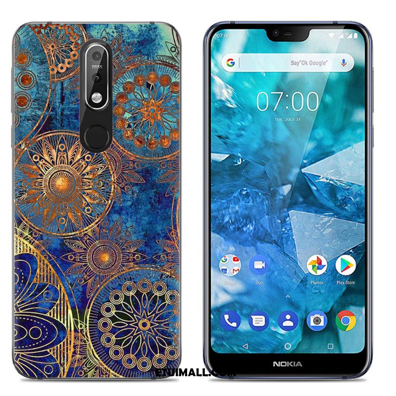 Etui Nokia 7.1 Proste Ciemno Niebieski Telefon Komórkowy All Inclusive Miękki Pokrowce Dyskont