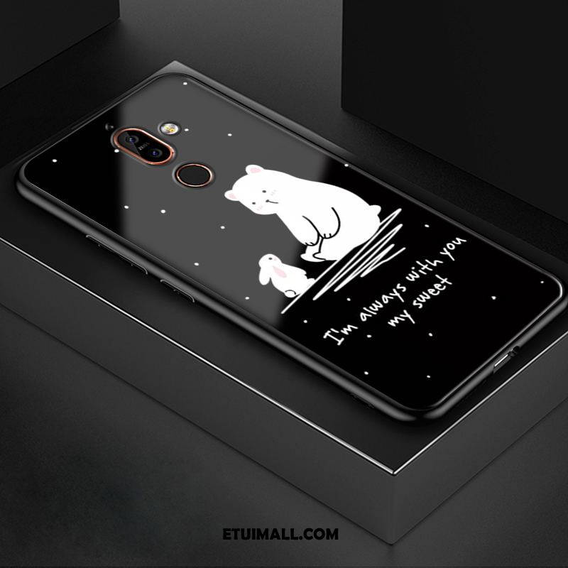 Etui Nokia 7 Plus Kreatywne Anti-fall Szkło Biały Ochraniacz Futerał Tanie