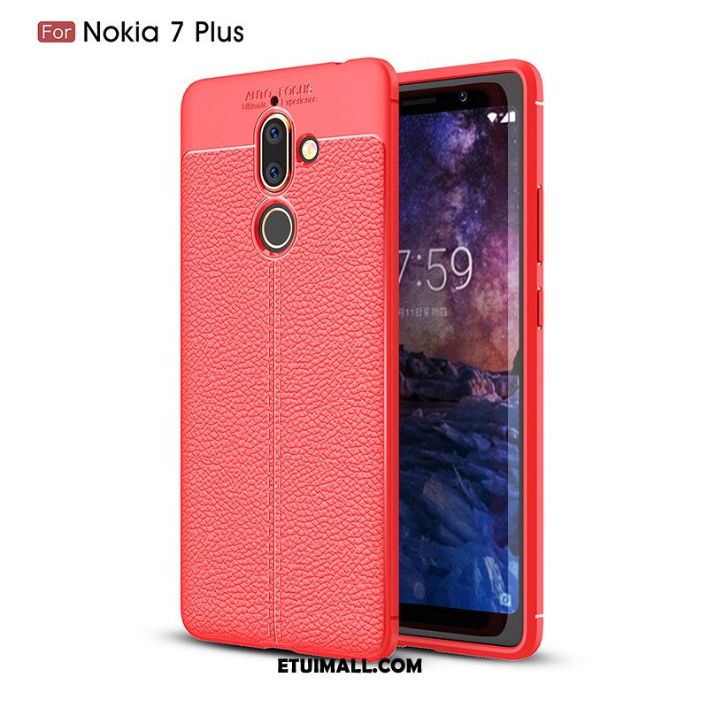 Etui Nokia 7 Plus Litchi Telefon Komórkowy Szary Prawdziwa Skóra Miękki Pokrowce Sprzedam