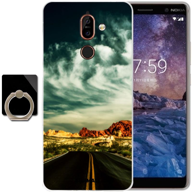 Etui Nokia 7 Plus Telefon Komórkowy Miękki Kreskówka Anti-fall Zielony Obudowa Tanie