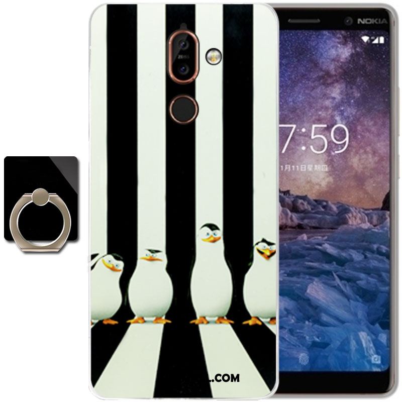 Etui Nokia 7 Plus Telefon Komórkowy Miękki Kreskówka Anti-fall Zielony Obudowa Tanie