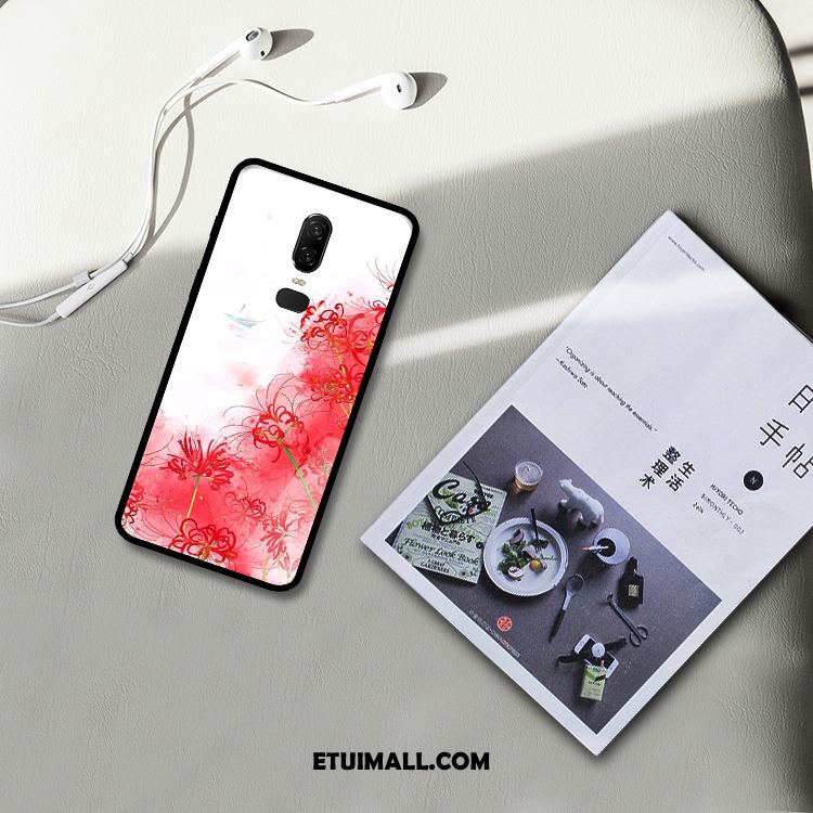 Etui Oneplus 6 Sztuka Chiński Styl Czerwony Kwiaty Telefon Komórkowy Futerał Na Sprzedaż