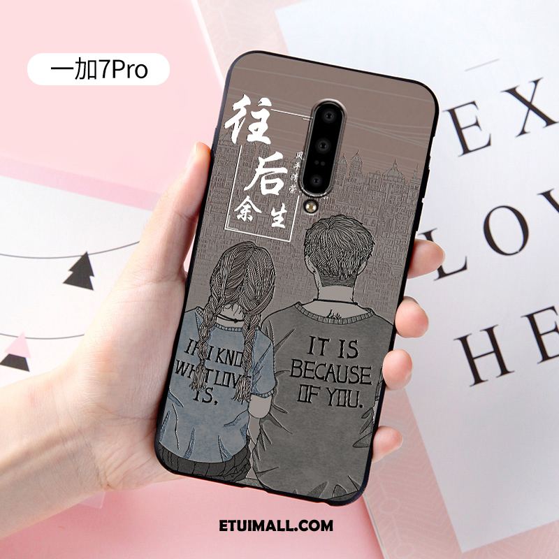 Etui Oneplus 7 Pro Różowe Miękki Ochraniacz Relief Nubuku Pokrowce Na Sprzedaż