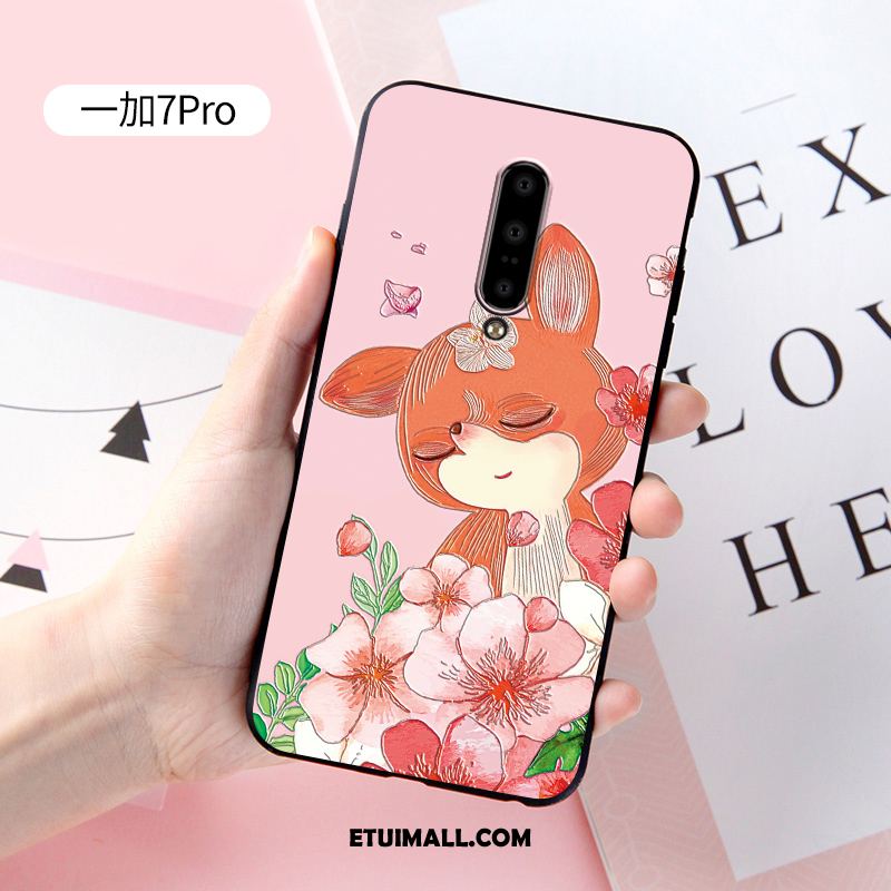 Etui Oneplus 7 Pro Różowe Miękki Ochraniacz Relief Nubuku Pokrowce Na Sprzedaż