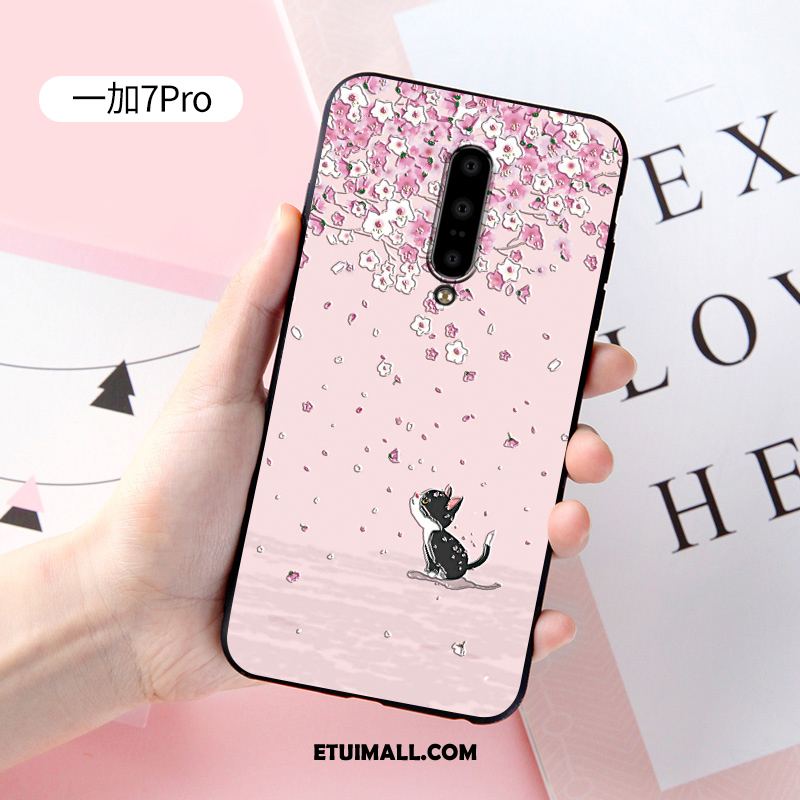 Etui Oneplus 7 Pro Różowe Miękki Ochraniacz Relief Nubuku Pokrowce Na Sprzedaż