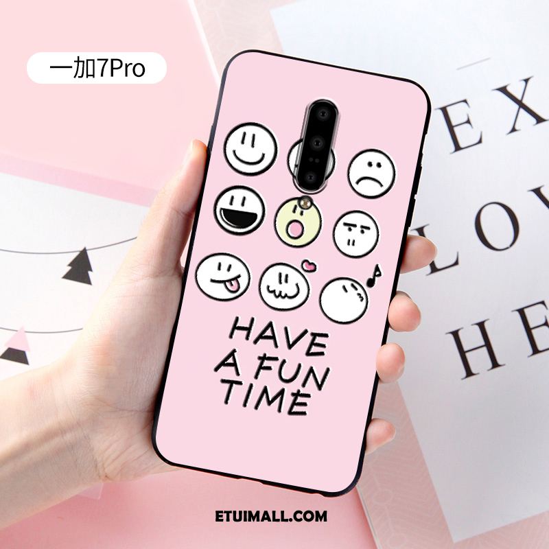Etui Oneplus 7 Pro Różowe Miękki Ochraniacz Relief Nubuku Pokrowce Na Sprzedaż