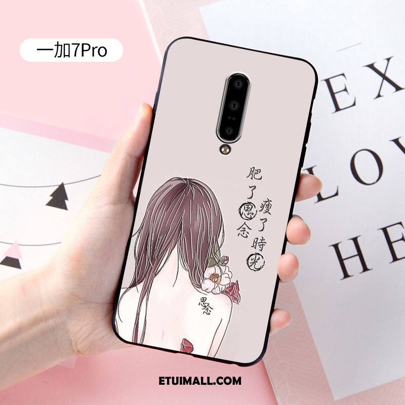 Etui Oneplus 7 Pro Różowe Miękki Ochraniacz Relief Nubuku Pokrowce Na Sprzedaż