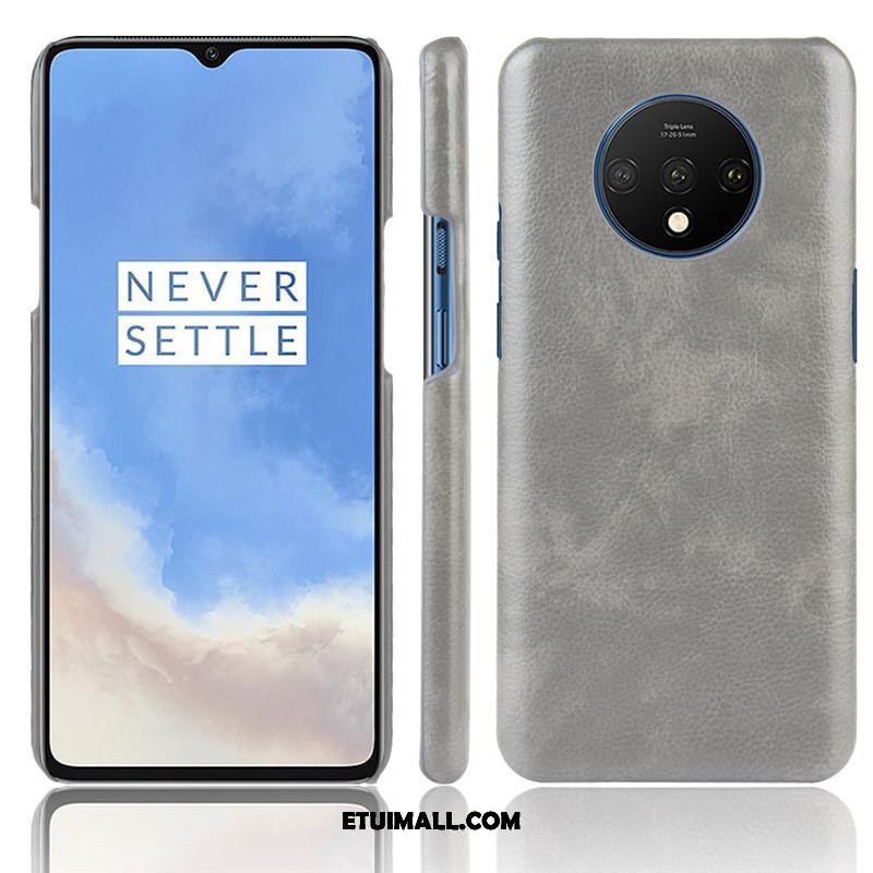 Etui Oneplus 7t Czerwony Litchi Skóra Telefon Komórkowy Wzór Obudowa Tanie