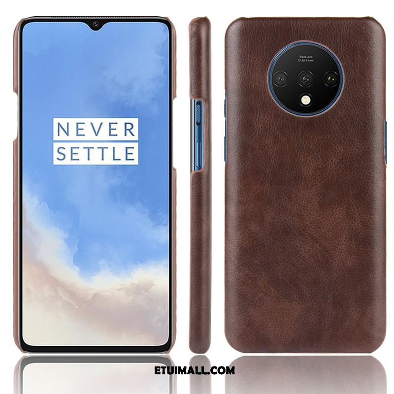 Etui Oneplus 7t Czerwony Litchi Skóra Telefon Komórkowy Wzór Obudowa Tanie