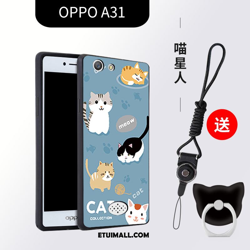 Etui Oppo A31 Anti-fall Nubuku Kreskówka Świeży Czarny Obudowa Tanie