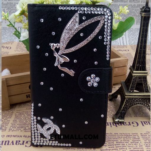 Etui Oppo A31 Skórzany Futerał Czarny Rhinestone Telefon Komórkowy Obudowa Sklep