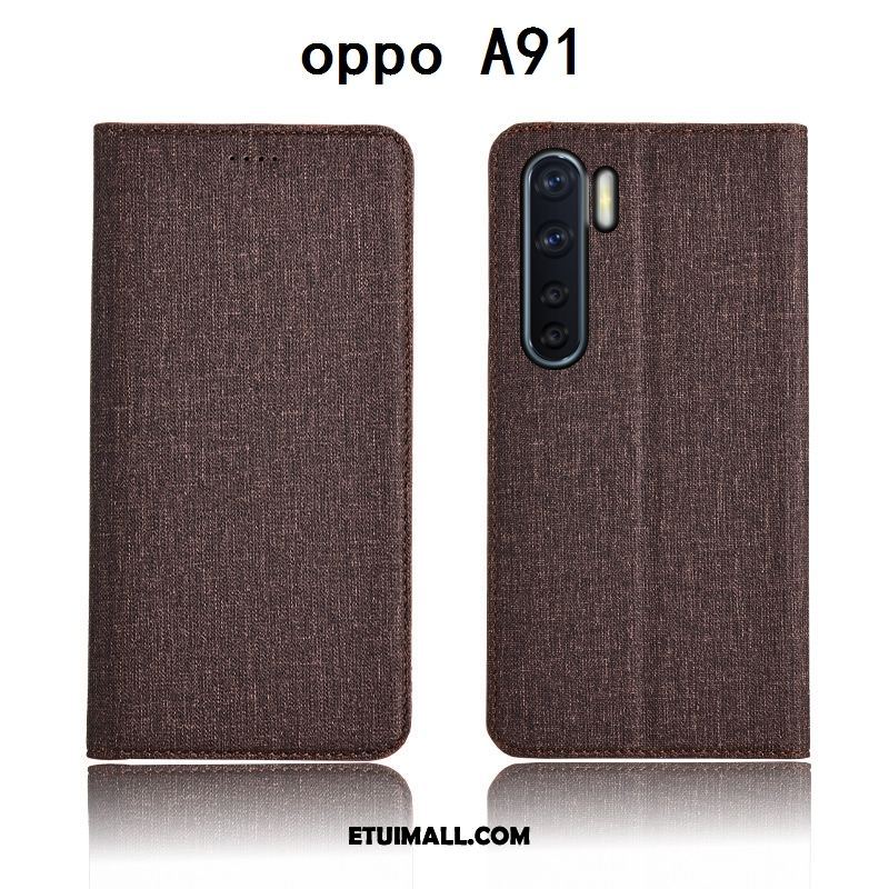 Etui Oppo A91 Bawełna I Len Silikonowe Telefon Komórkowy Niebieski Klapa Pokrowce Na Sprzedaż