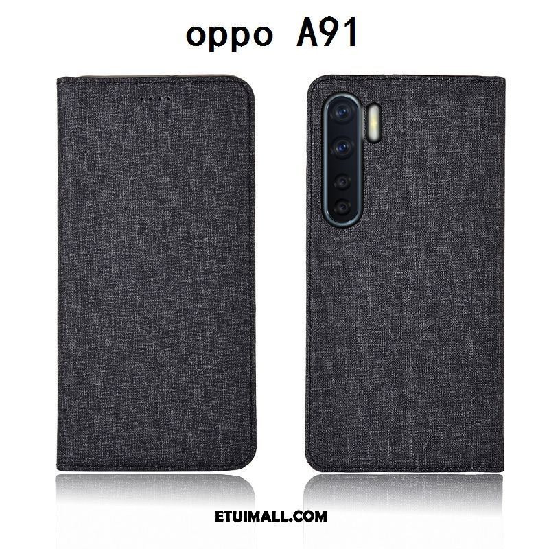 Etui Oppo A91 Bawełna I Len Silikonowe Telefon Komórkowy Niebieski Klapa Pokrowce Na Sprzedaż