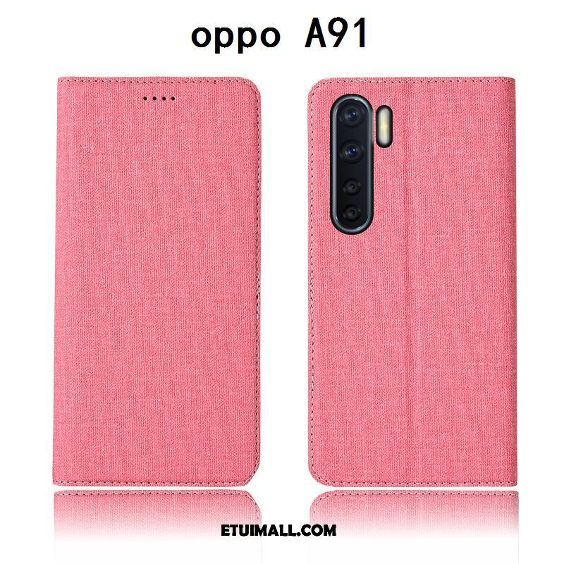 Etui Oppo A91 Bawełna I Len Silikonowe Telefon Komórkowy Niebieski Klapa Pokrowce Na Sprzedaż