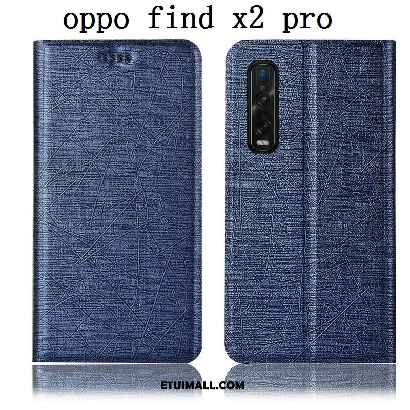 Etui Oppo Find X2 Pro Złoto Telefon Komórkowy Jedwab Anti-fall Skórzany Futerał Pokrowce Kup