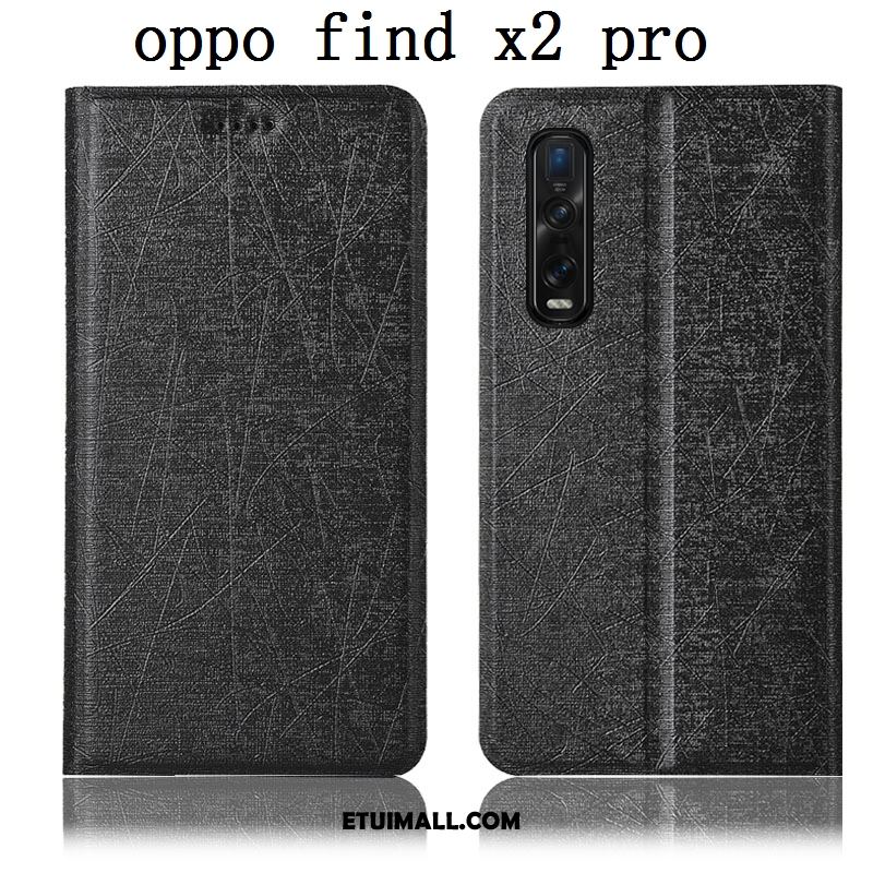 Etui Oppo Find X2 Pro Złoto Telefon Komórkowy Jedwab Anti-fall Skórzany Futerał Pokrowce Kup