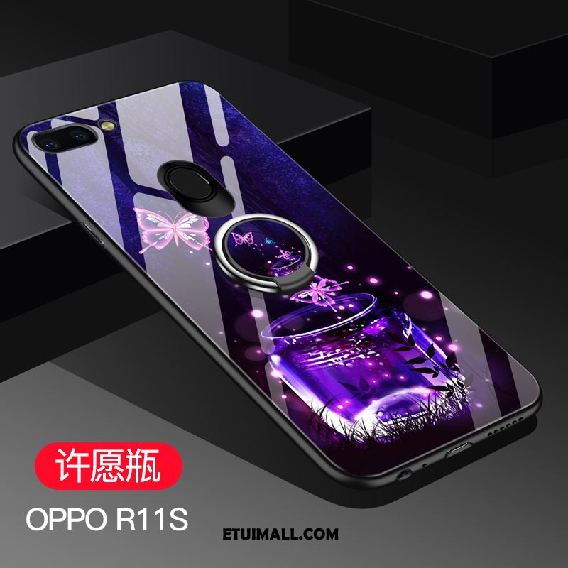 Etui Oppo R11s Tendencja Purpurowy Szkło Ochraniacz Nubuku Futerał Kup