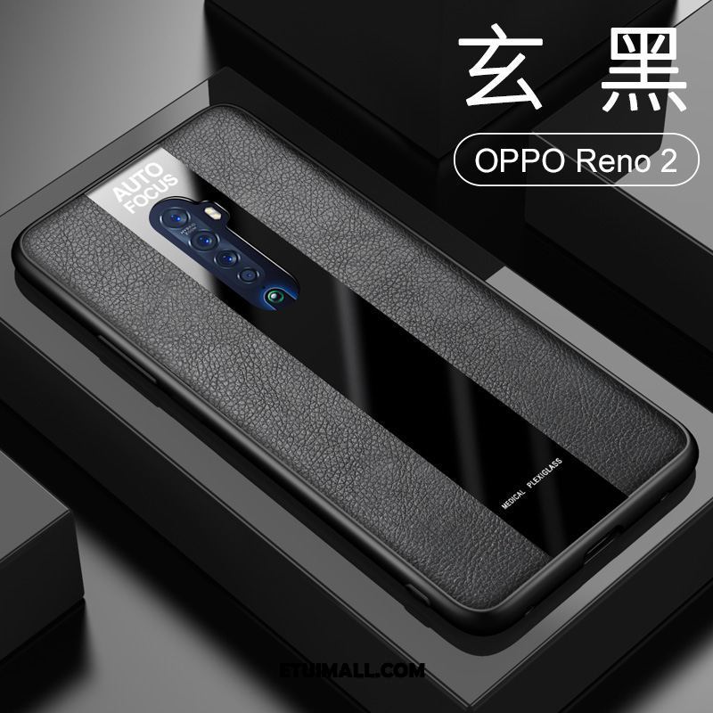 Etui Oppo Reno 2 All Inclusive Skórzany Futerał Szkło Hartowane Wysoki Ciemnozielony Futerał Na Sprzedaż