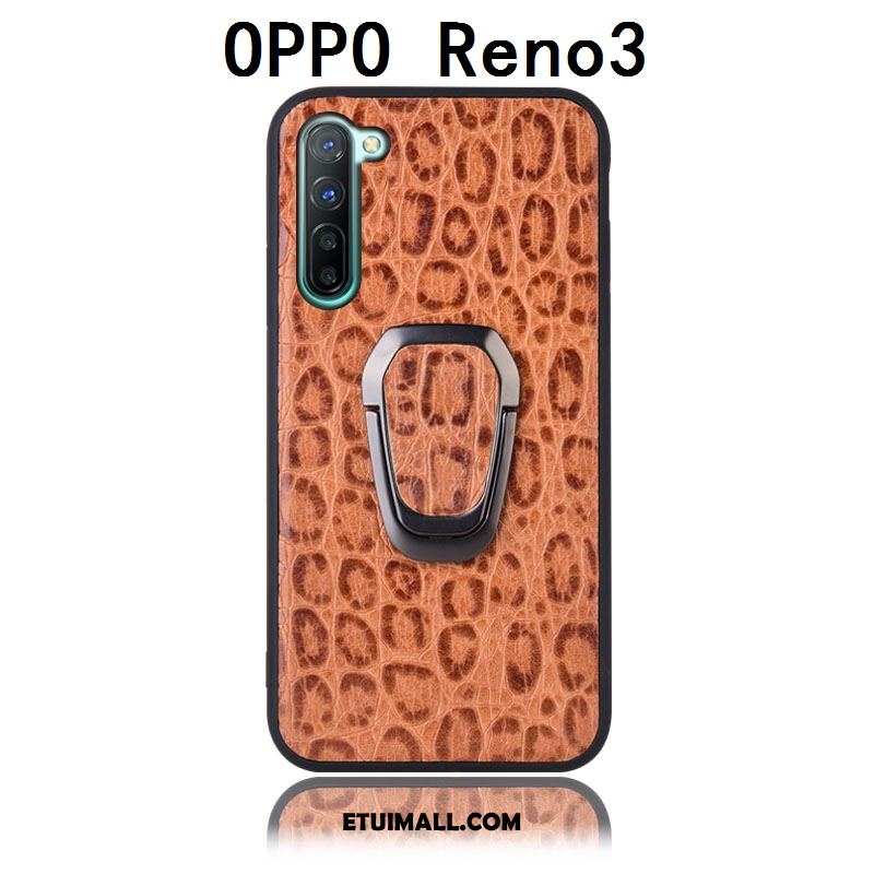 Etui Oppo Reno 3 Tylna Pokrywa Ochraniacz Prawdziwa Skóra Wspornik Telefon Komórkowy Futerał Online