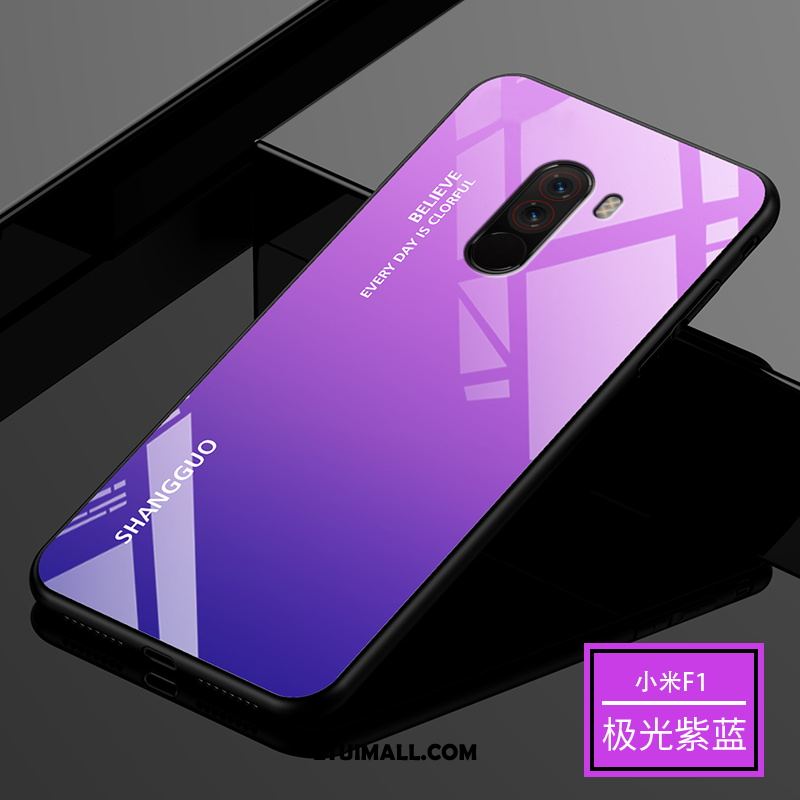 Etui Pocophone F1 Telefon Komórkowy Purpurowy Szkło Hartowane Gradient Mały Obudowa Dyskont